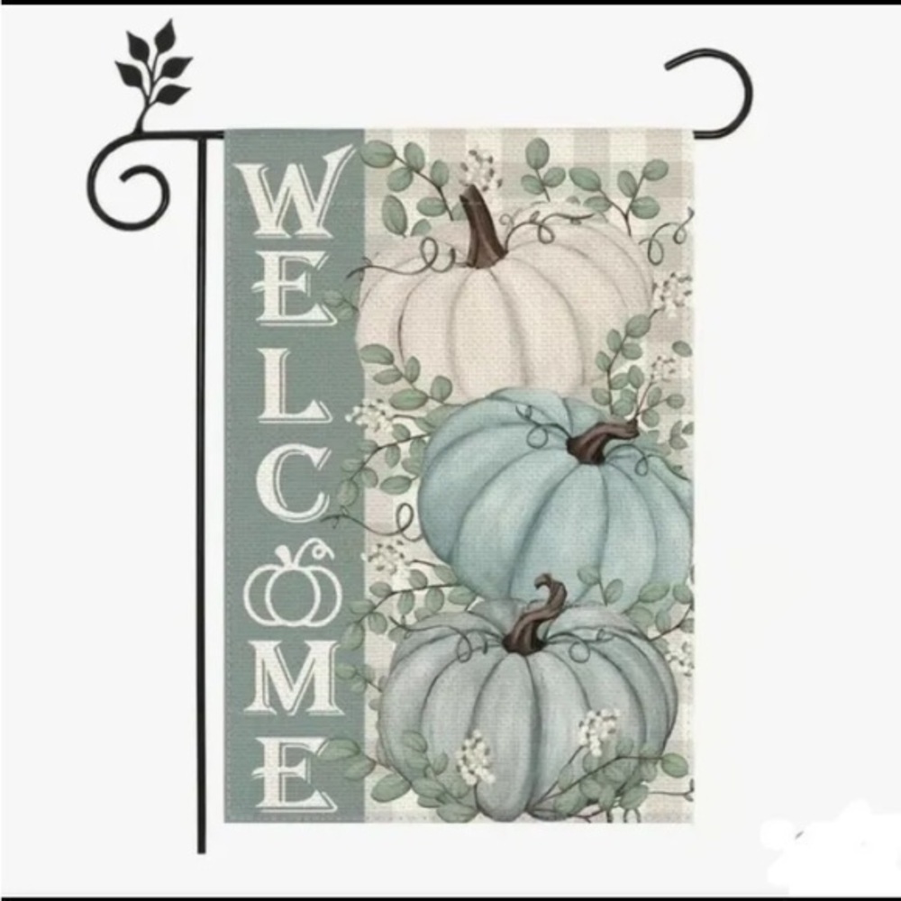 Pastel Blue Pumpkin Welcome Garden Flag NWT